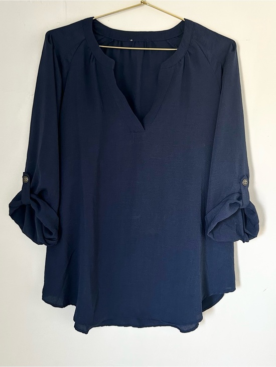 Maurices Tops - Maurices Navy Blue Quater Sleeve V-Neck Pullover Blouse